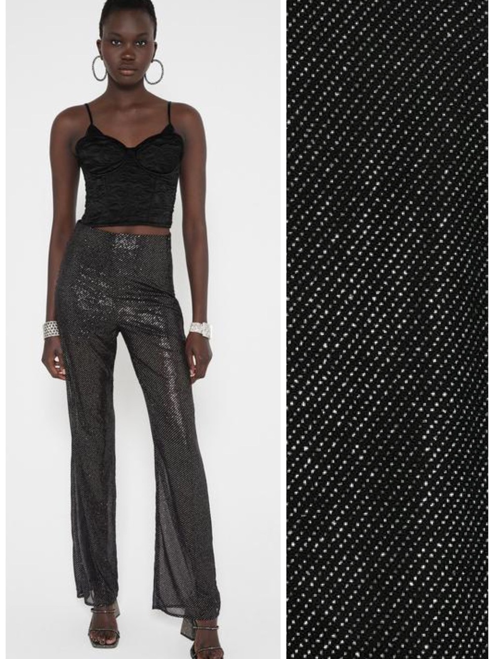Zara Sparkly Mesh Straight Leg Pants | Festive Days | Size XS NWT
